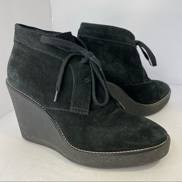 Aquatalia Women's Vianna Suede Desert Wedge Booties 8 M Black - Picture 3 of 7